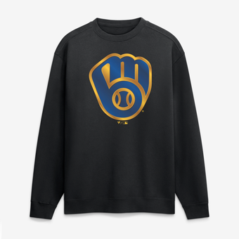 Men's Black Milwaukee Brewers  Metallic Mascot Sweatshirt