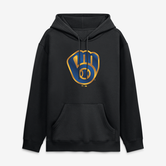 Men's Black Milwaukee Brewers  Metallic Mascot Hoodie