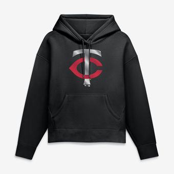 Women's Black Minnesota Twins Metallic Mascot Hoodie