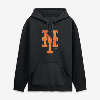 Men's Black New York Mets  Metallic Mascot Hoodie