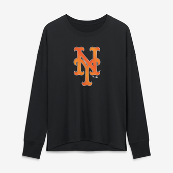 Women's Black New York Mets Metallic Mascot Long Sleeve T-Shirt
