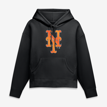Women's Black New York Mets Metallic Mascot Hoodie