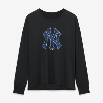 Women's Black New York Yankees Metallic Mascot Long Sleeve T-Shirt