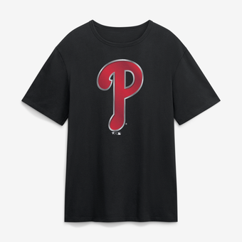 Men's Black Philadelphia Phillies  Metallic Mascot T-Shirt