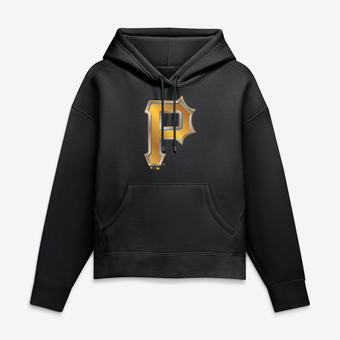 Women's Black Pittsburgh Pirates Metallic Mascot Hoodie