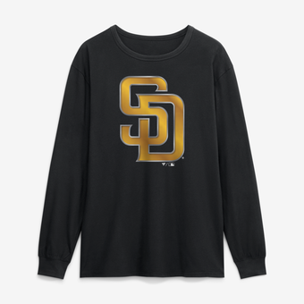 Men's Black San Diego Padres  Metallic Mascot Long Sleeve T-Shirt
