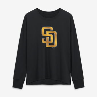 Women's Black San Diego Padres Metallic Mascot Long Sleeve T-Shirt