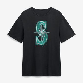Men's Black Seattle Mariners  Metallic Mascot T-Shirt