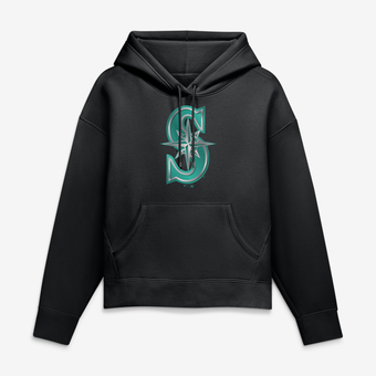 Women's Black Seattle Mariners Metallic Mascot Hoodie