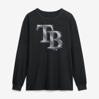 Men's Black Tampa Bay Rays  Metallic Mascot Long Sleeve T-Shirt
