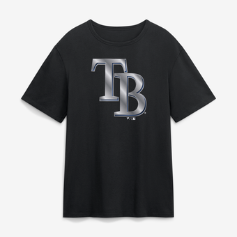 Men's Black Tampa Bay Rays  Metallic Mascot T-Shirt
