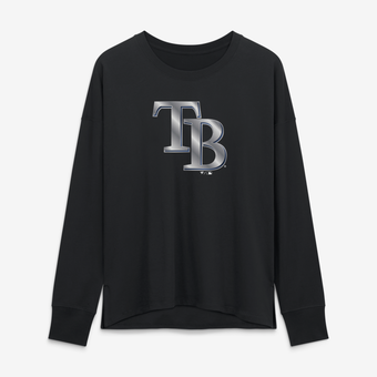 Women's Black Tampa Bay Rays Metallic Mascot Long Sleeve T-Shirt