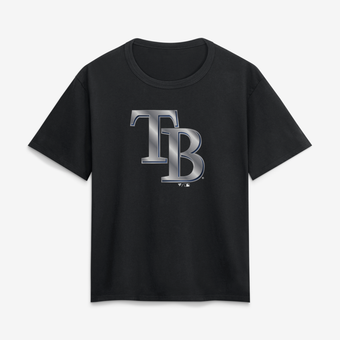 Women's Black Tampa Bay Rays Metallic Mascot T-Shirt