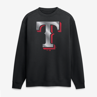 Men's Black Texas Rangers  Metallic Mascot Sweatshirt