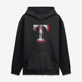 Men's Black Texas Rangers  Metallic Mascot Hoodie