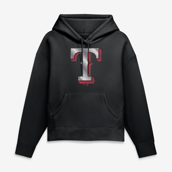 Women's Black Texas Rangers Metallic Mascot Hoodie