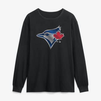 Men's Black Toronto Blue Jays  Metallic Mascot Long Sleeve T-Shirt