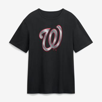 Men's Black Washington Nationals  Metallic Mascot T-Shirt
