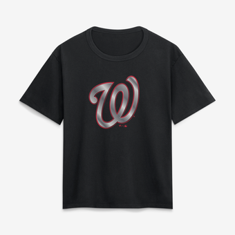 Women's Black Washington Nationals Metallic Mascot T-Shirt