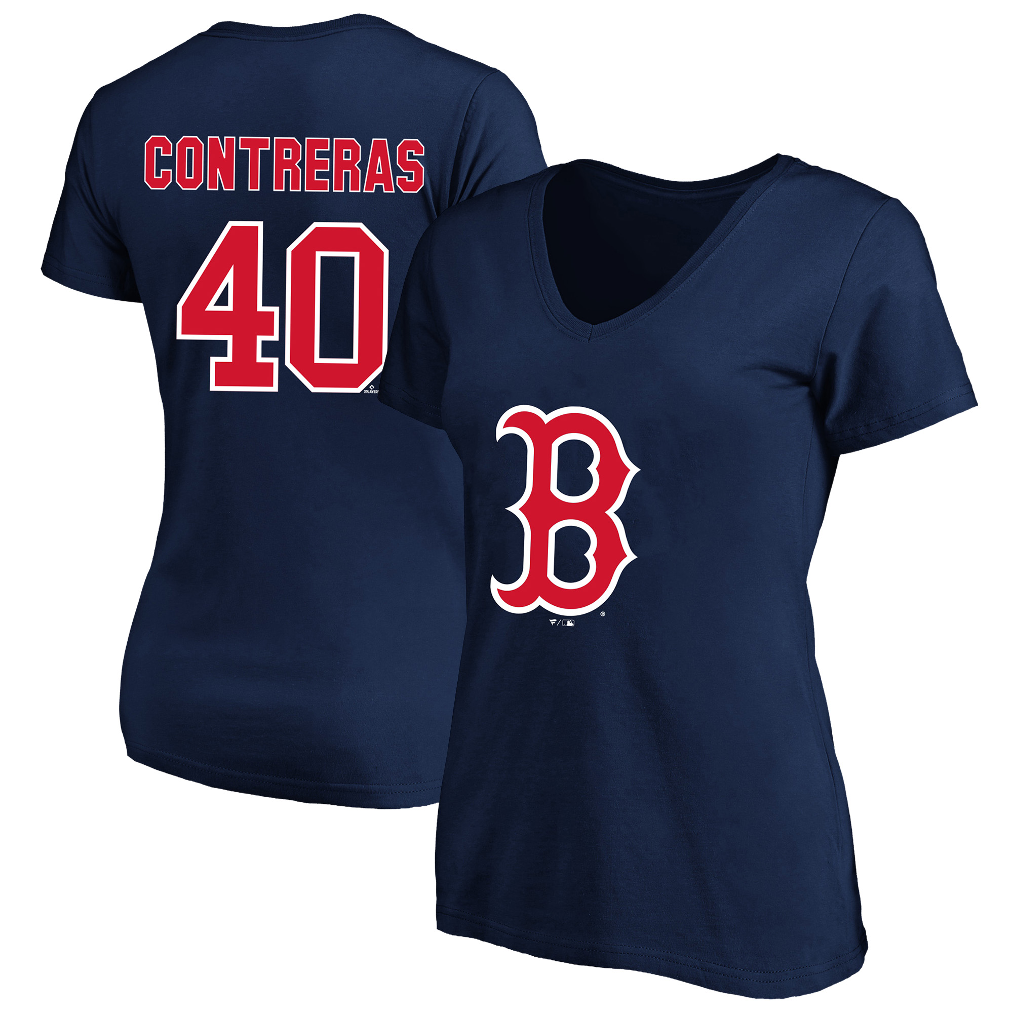 Women’s Fanatics Willson Contreras Navy Boston Red Sox Plus Size Name & Number V-Neck T-Shirt