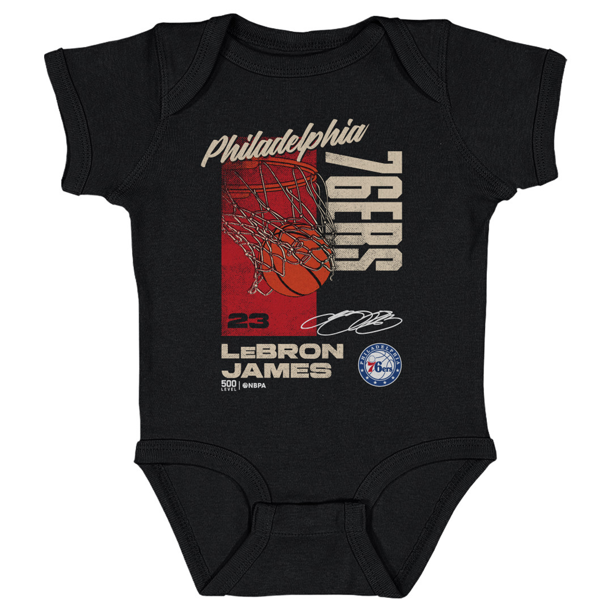 Infant 500 Level LeBron James Black Philadelphia 76ers All Net Bodysuit