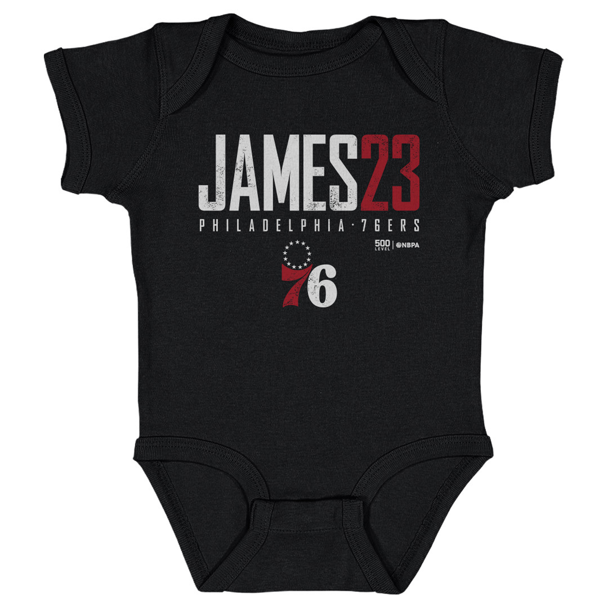 Infant 500 Level LeBron James Black Philadelphia 76ers Elite Bodysuit