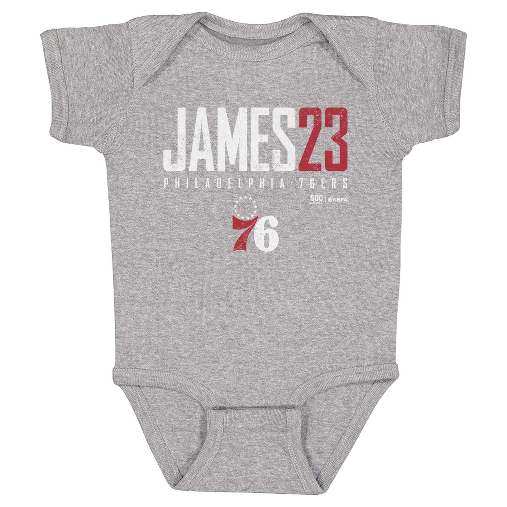 Infant 500 Level LeBron James Heather Gray Philadelphia 76ers Elite Bodysuit