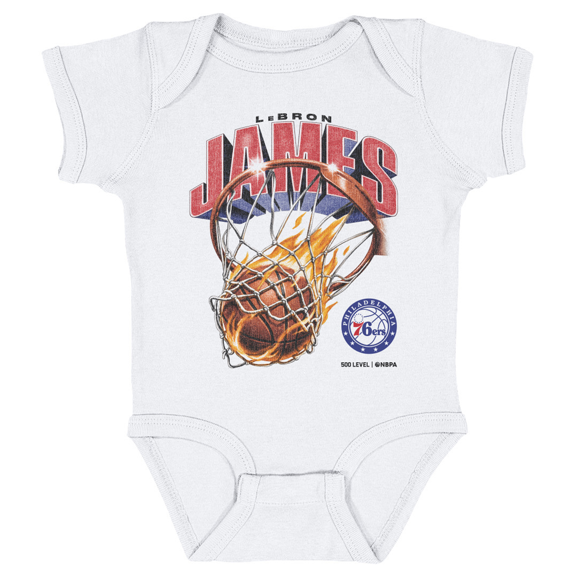 Infant 500 Level LeBron James White Philadelphia 76ers On Fire Bodysuit
