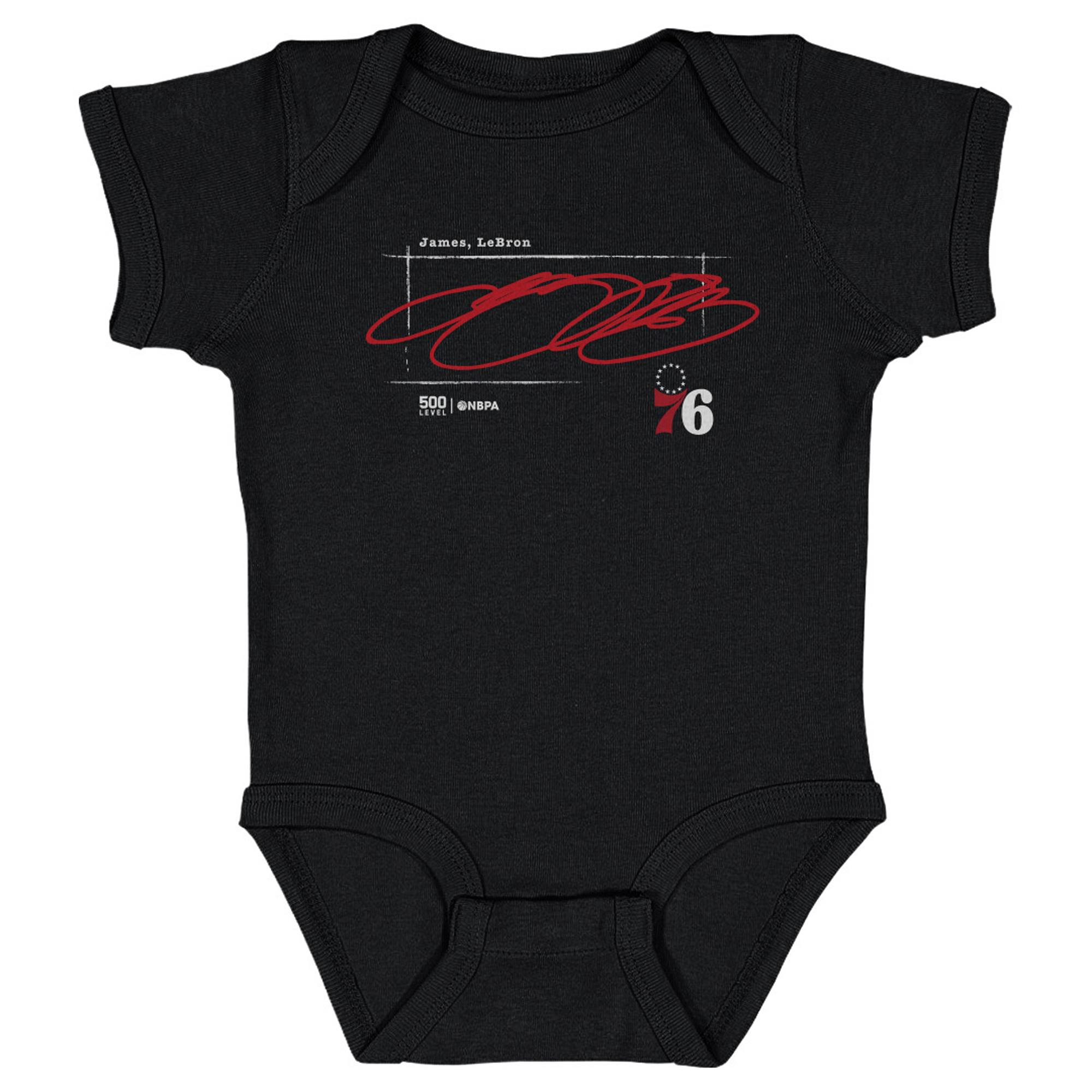 Infant 500 Level LeBron James Black Philadelphia 76ers Signature Bodysuit
