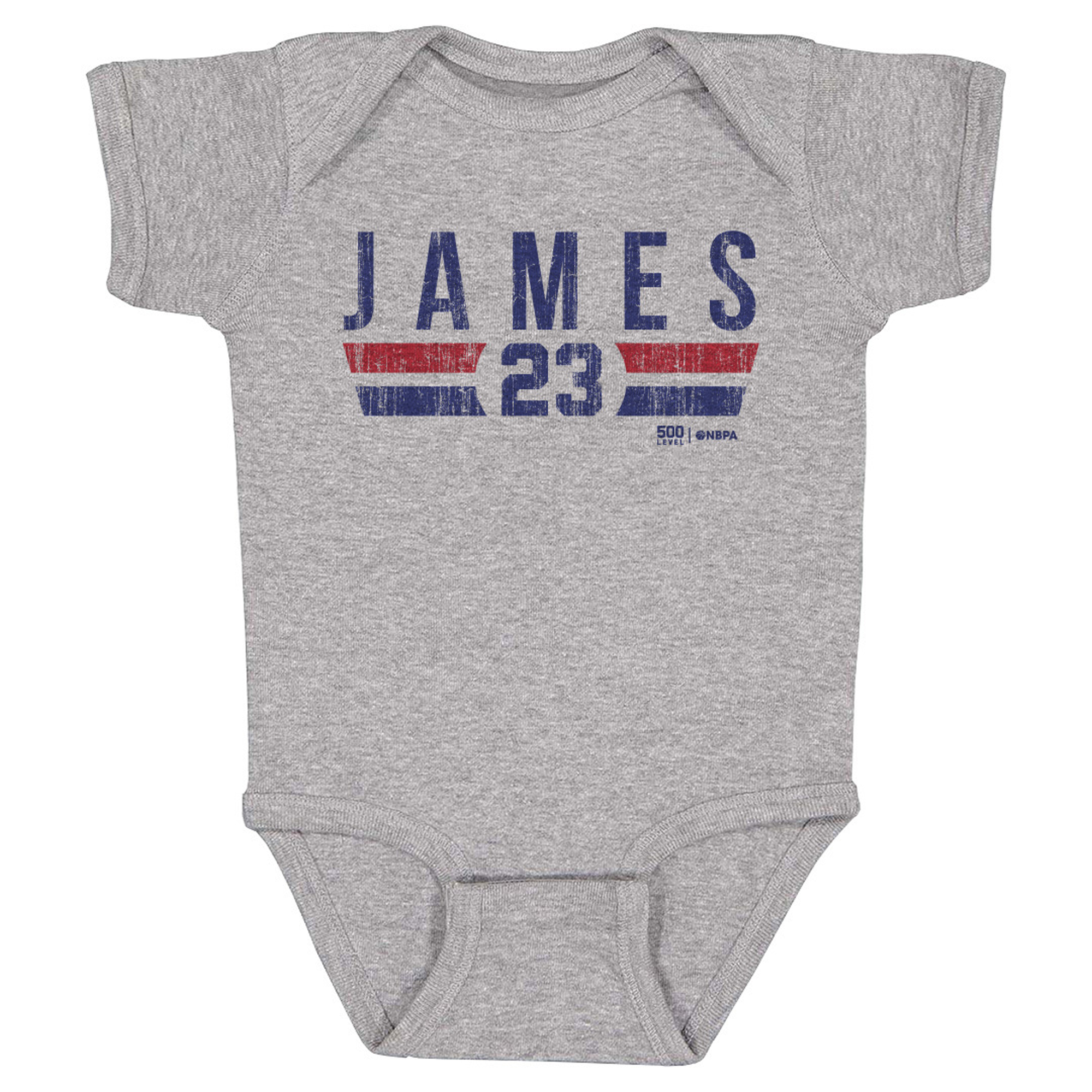 Infant 500 Level LeBron James Heather Gray Font Bodysuit
