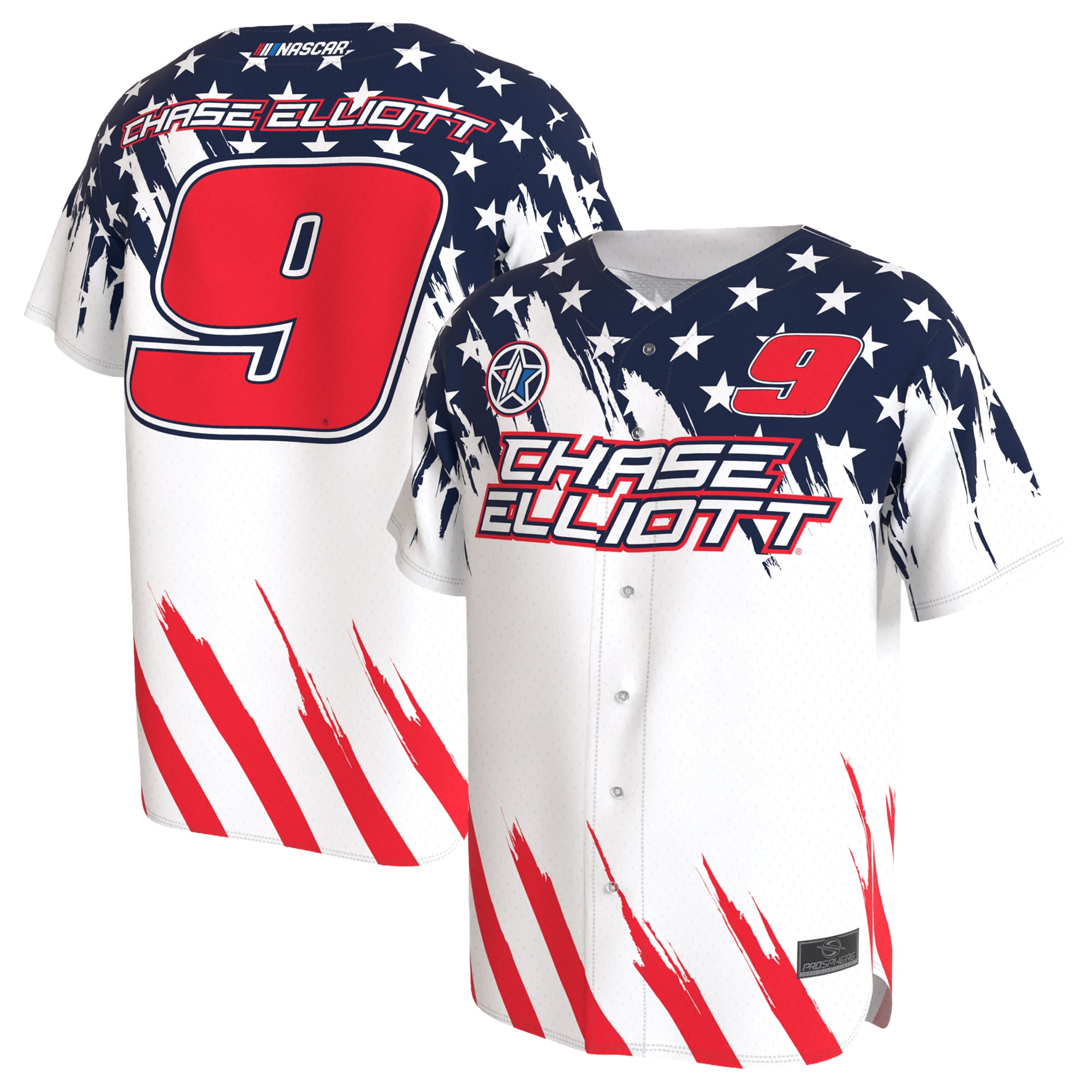Youth ProSphere White Chase Elliott Americana Baseball Fashion Jersey