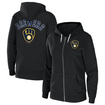Women's WEAR by Erin Andrews  Black Milwaukee Brewers Full-Zip Sponge Fleece Hoodie