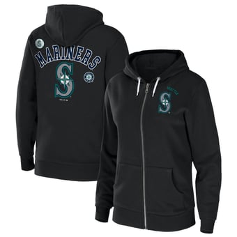 Women's WEAR by Erin Andrews  Black Seattle Mariners Full-Zip Sponge Fleece Hoodie