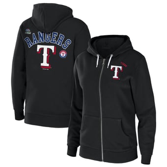 Women's WEAR by Erin Andrews  Black Texas Rangers Full-Zip Sponge Fleece Hoodie