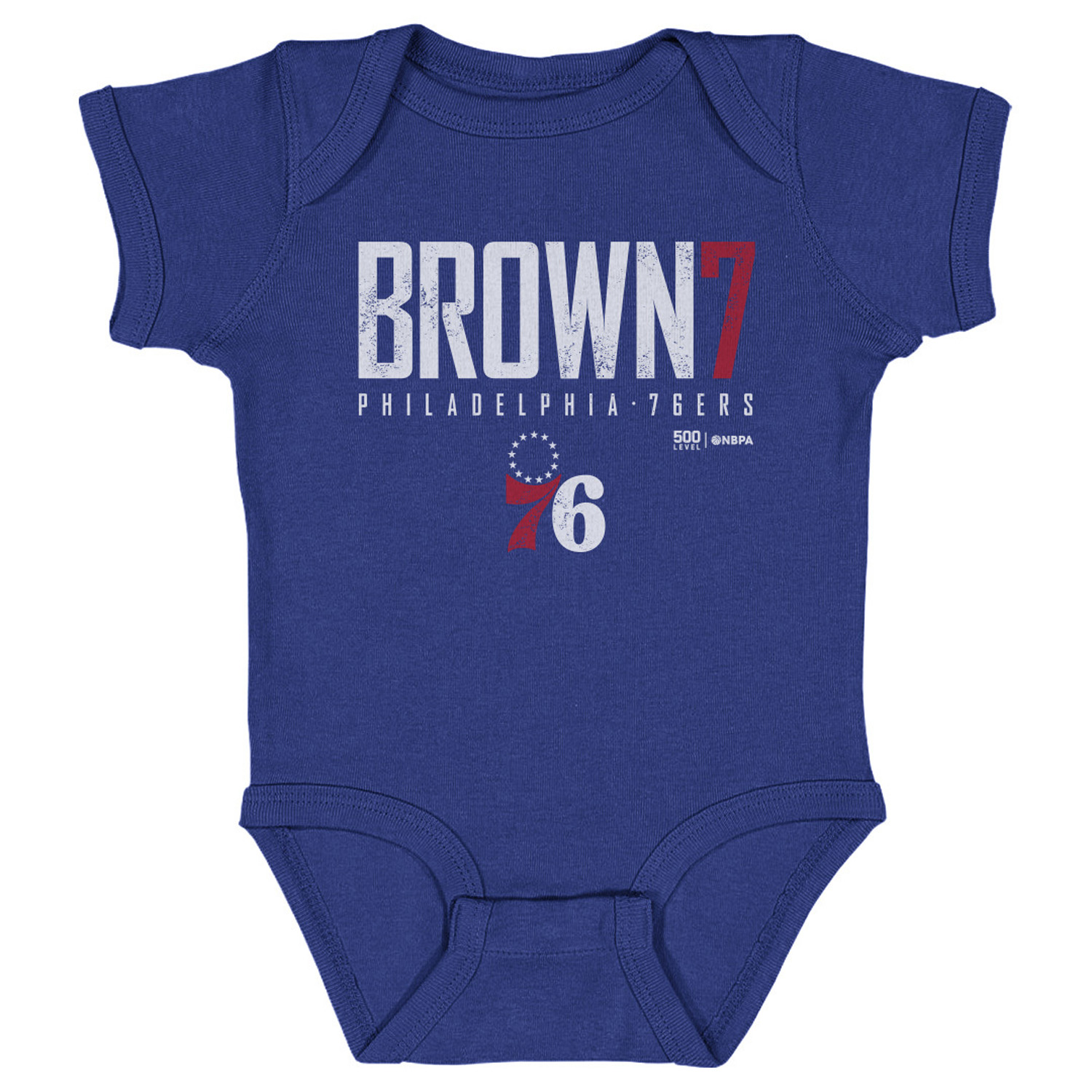 Infant 500 Level Jaylen Brown Royal Philadelphia 76ers Elite Bodysuit