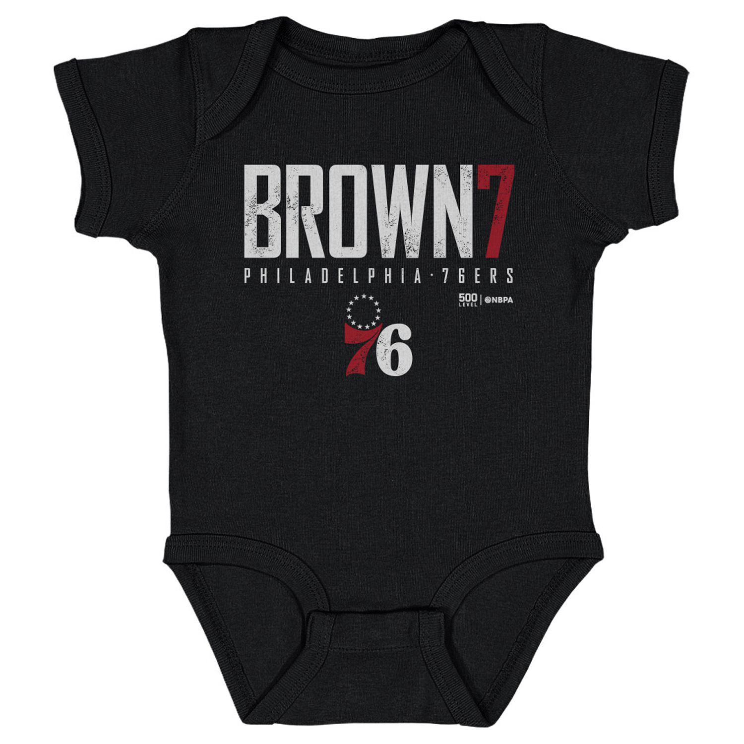 Infant 500 Level Jaylen Brown Black Philadelphia 76ers Elite Bodysuit