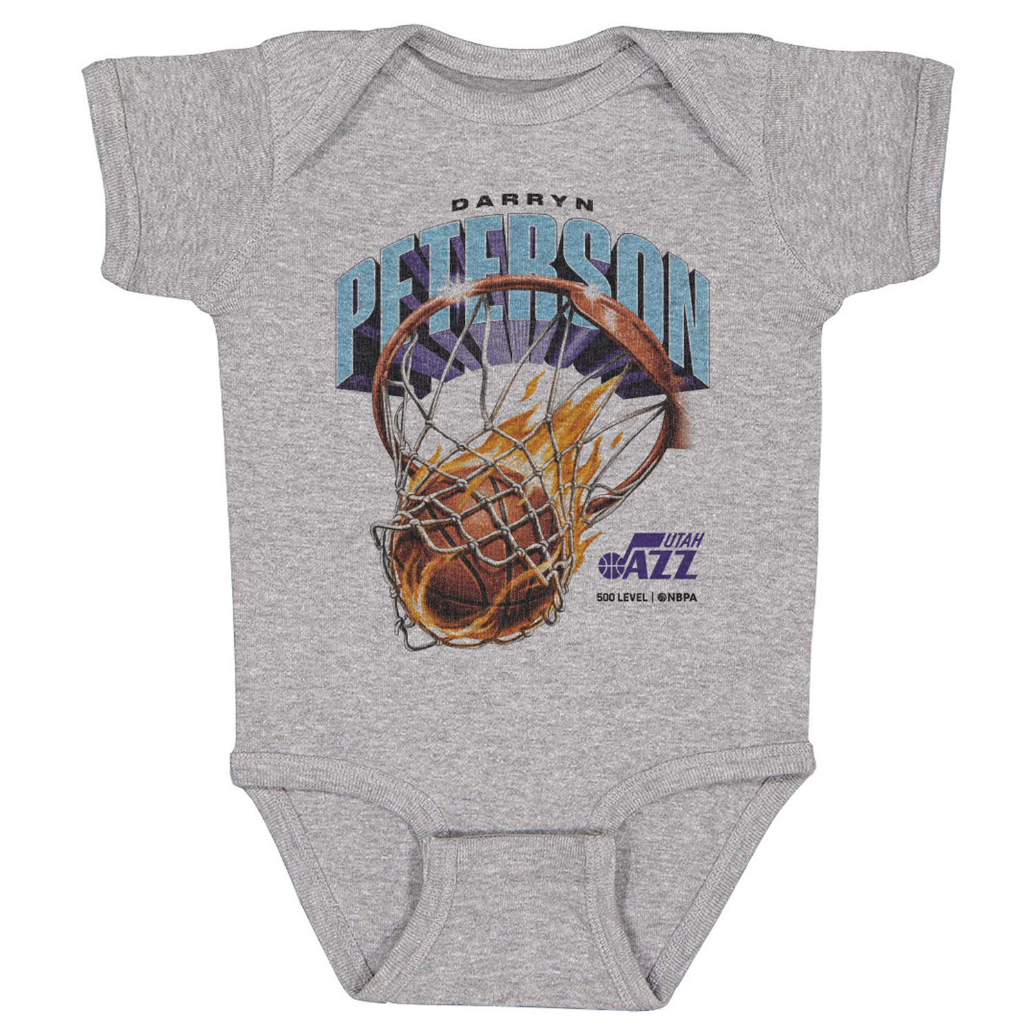 Infant 500 Level Darryn Peterson Heather Gray Utah Jazz On Fire Bodysuit