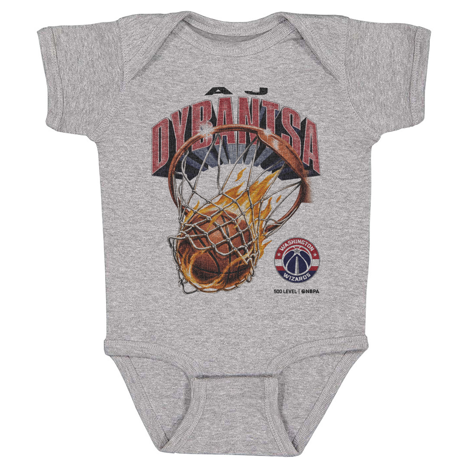 Infant 500 Level AJ Dybantsa Heather Gray Washington Wizards On Fire Bodysuit
