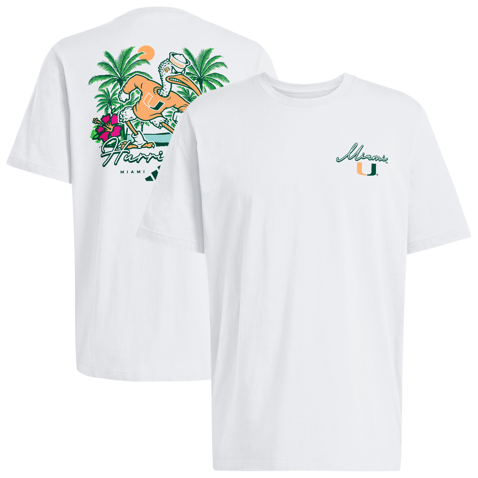 Men's adidas  White Miami Hurricanes Bloom Fresh T-Shirt