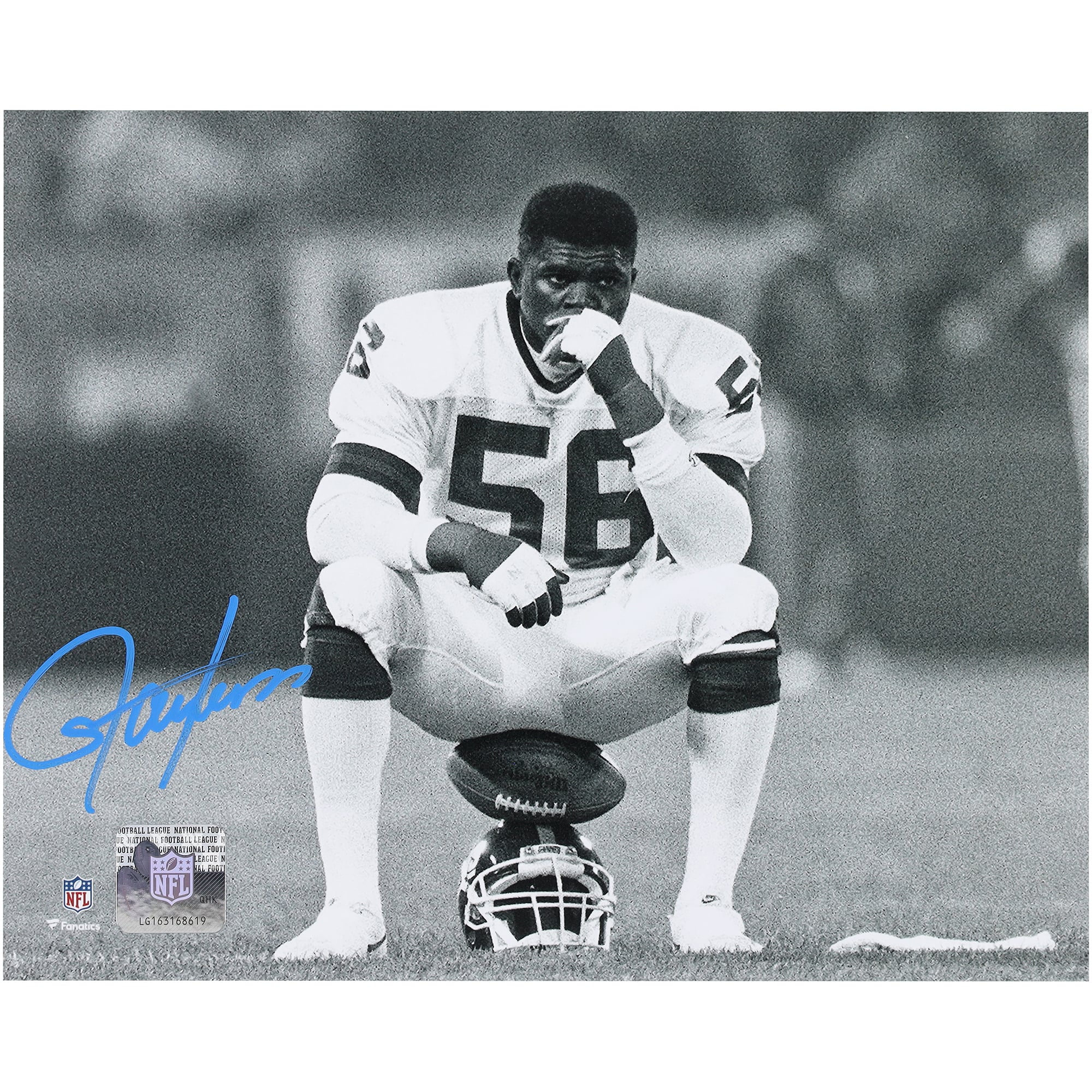 Lawrence Taylor New York Giants Autographed 8" x 10" Sitting on Helmet Photograph