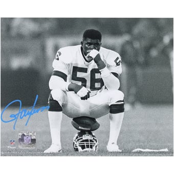 Lawrence Taylor New York Giants Autographed 8" x 10" Sitting on Helmet Photograph