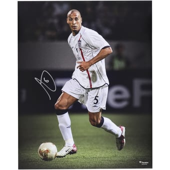 Rio Ferdinand England National Team Autographed 16" x 20" Dribbling Spotlight Photograph