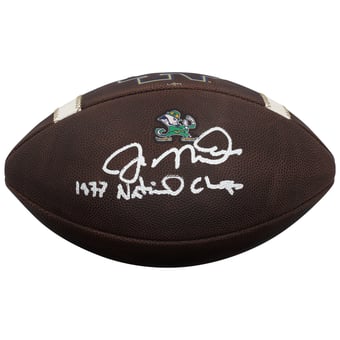 Joe Montana Notre Dame Fighting Irish Autographed Big Game USA Authentic Football with "1977 National Champs" Inscription