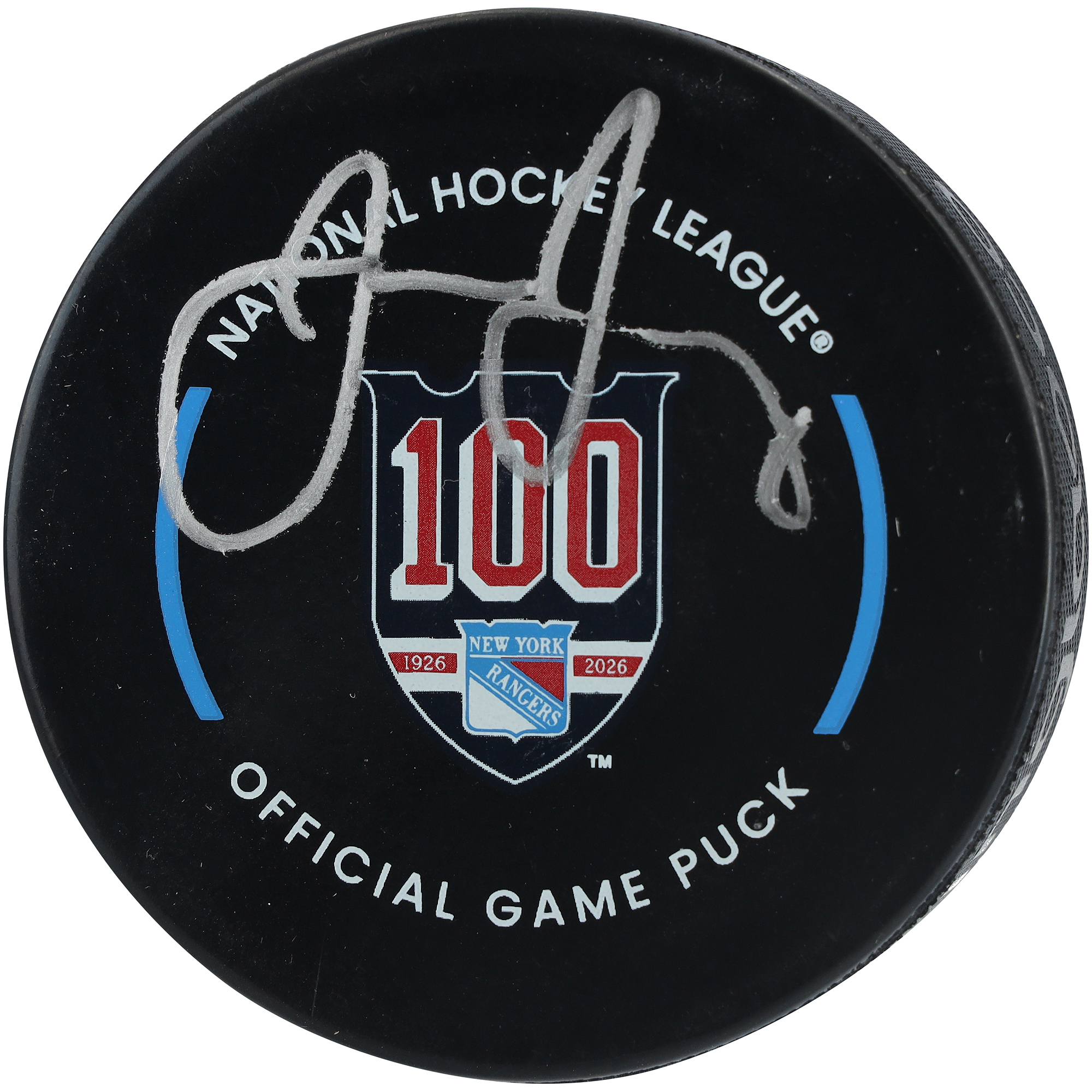 Jaromir Jagr New York Rangers Autographed 100th Anniversary Official Game Puck