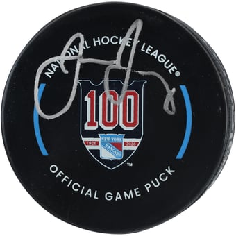 Jaromir Jagr New York Rangers Autographed 100th Anniversary Official Game Puck