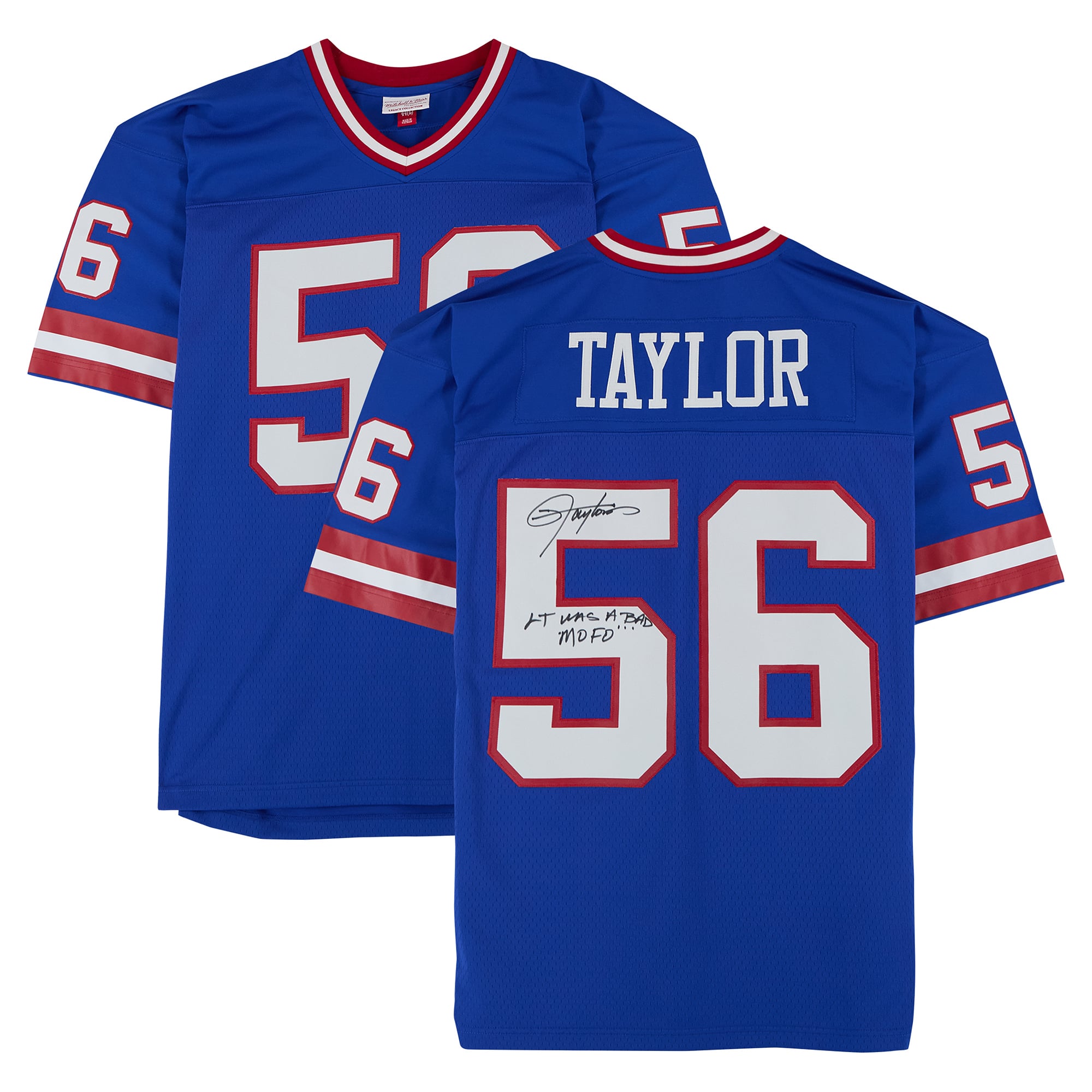 Lawrence Taylor New York Giants Autographed Royal Mitchell & Ness 1986 Replica Jersey with "LT Was A Bad MOFO" Inscription