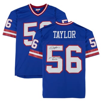 "Lawrence Taylor New York Giants Autographed Royal Mitchell & Ness 1986 Replica Jersey with ""LT Was A Bad MOFO"" Inscription"
