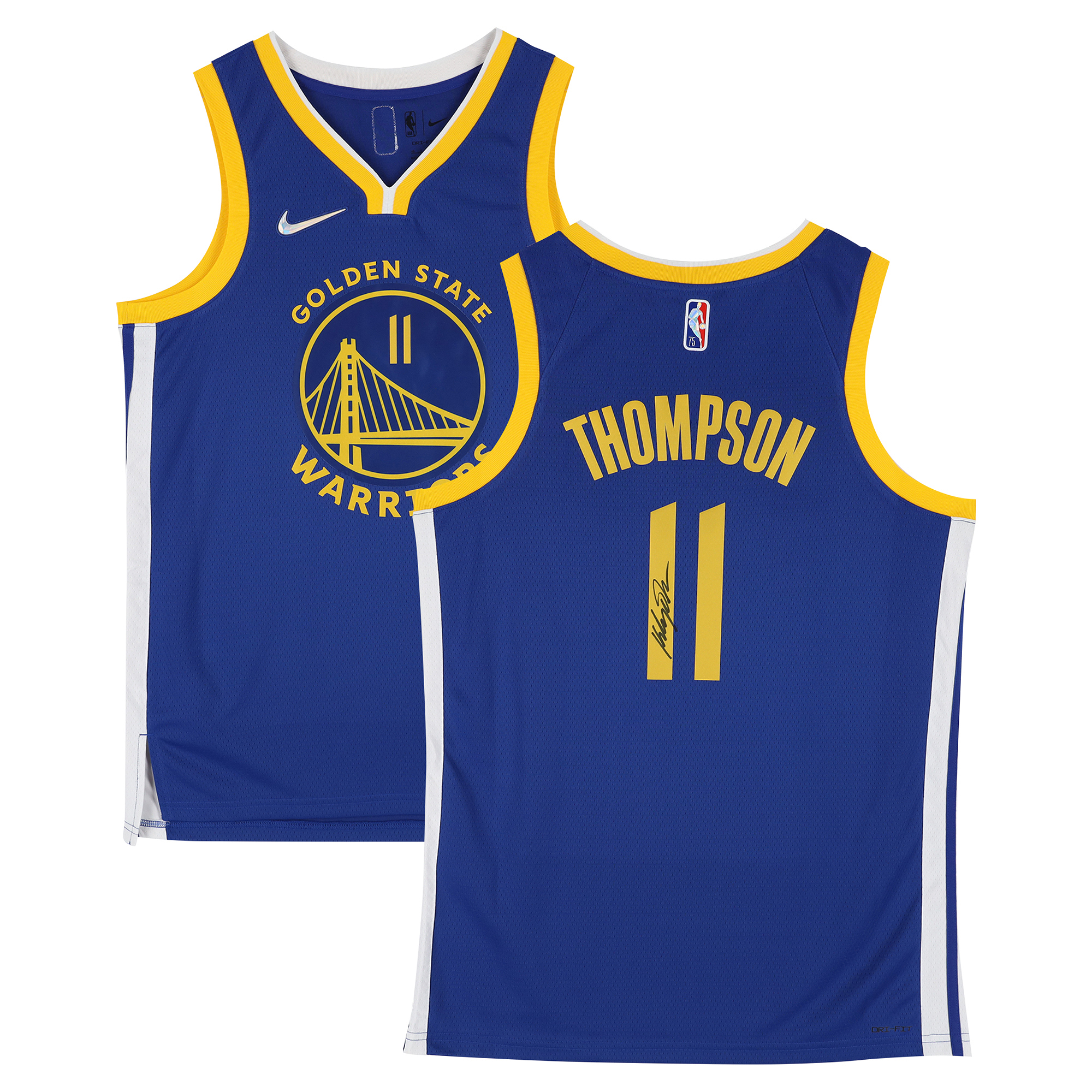 Klay Thompson Golden State Warriors Autographed Royal Nike Icon Edition 75th NBA Anniversary Swingman Jersey