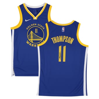 Klay Thompson Golden State Warriors Autographed Royal Nike Icon Edition 75th NBA Anniversary Swingman Jersey