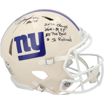 Lawrence Taylor New York Giants Autographed Riddell Retro Speed Authentic Helmet with Multiple Inscriptions - Limited Edition #10/10